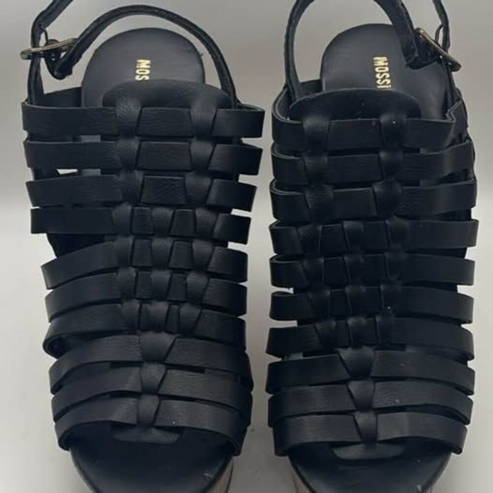 Mossimo Supply Co. Black Strappy Wedge Sandals - 6